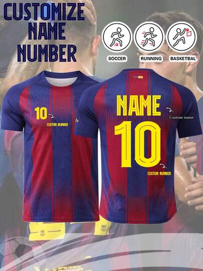 Áo thi đấu bóng đá tùy chỉnh 1 chiếc, áo thun thể thao cá nhân hóa dành cho nam, phù hợp cho bóng đá, cầu lông, bóng rổ, đạp xe, mặc hàng ngày mùa hè.