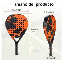 Raqueta De Padel 100% Fibra De Carbono Con Bolsa Color Naranja - Albaricoque - Ver 2