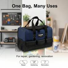 TKIGZNW T009-1-12 工具包，宽口设计，耐用复合材料，收纳整理，内置口袋方便快速取用 - 寶藍色 - 查看 3