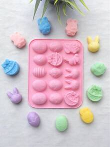 1/2 Set Silicone Easter Chocolate Mold, 18 Cavities Silicone Mold With Basket, Egg And Rabbit Shapes, Suitable For Easter Candy, Gummy, Pudding, Jelly, Soap, Cupcake Decoration - Multicolor - View 5