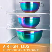 Colorful Mixing Bowls With Airtight Lids, Stainless Steel Nesting Mixing Bowls Set Of 7, Ideal For BaFKing, Prepping And Serving Food, Size 7, 3.6, 2.7, 2.1, 1.5, 1.1,0.8 QT, Stackable Design - 豐富多彩的 - 查看 8