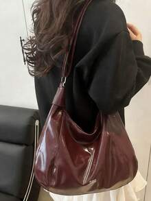 Túi xách cỡ lớn thời trang dành cho nữ, kiểu dáng mới, màu đỏ tía (Burgundy), có thể mua thêm phụ kiện trang trí riêng. - Màu Đỏ Sâu - Xem 3