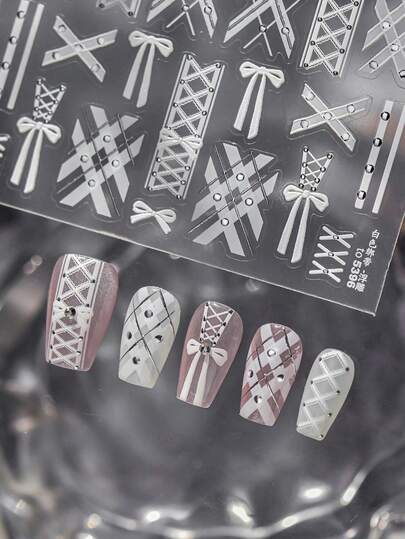 5D Soft Reliefs Embossed Nail Art Stickers Classic White Color White Laces Accessory Sticker For Nails DIY Back Adhesive Manicure Decorations Decals