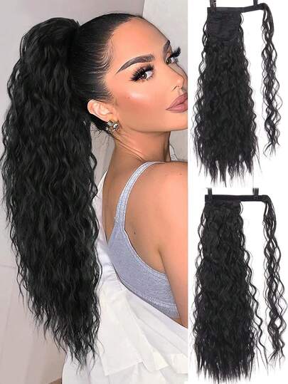 22-Inch Water Ripple Wave Ponytails, Made Of Polyester Fiber Material, Suitable For Use In All Seasons, And Ideal For Ladies To Wear As An Accessory Fashion Headband Causal Hair Band