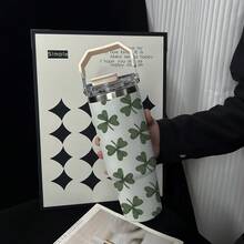 1个/4个装 30盎司不锈钢保温咖啡杯，圣帕特里克节三叶草图案，大容量，带提手，方便携带，适用于咖啡、果汁和茶，情侣礼物，节日或生日礼物，送给家人和朋友 - 彩色 - 查看 10