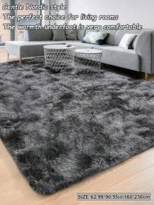 1pc Tie-Dye Dark Gray Living Room & Bedroom Carpet, Soft & Comfortable Long Plush Rug, Modern Minimalist Nordic Style Room Decor, Fluffy Cozy Cream Shag Rug, Autumn/Winter Seasonal Gift, Fuzzy Christmas/Halloween/Valentine's Day Decor, Easy Care Living Room, Sofa, Bedside Carpet - Tie-dye Dark Gray - View 19