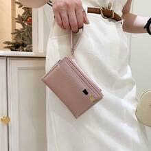 Japanese Style Women's Bifold Short Wallet, Large Capacity Coin Purse, Minimalist Zipper Wristlet Clutch Card Holder - Multicolor - View 10