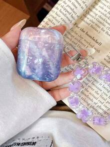 1pc Marble Purple Shell Pattern Beaded Lanyard Earphone Protective Case Compatible With Apple Pro 2nd/3rd Gen Bluetooth Earphones, Anti-Drop - Multicolor - View 4