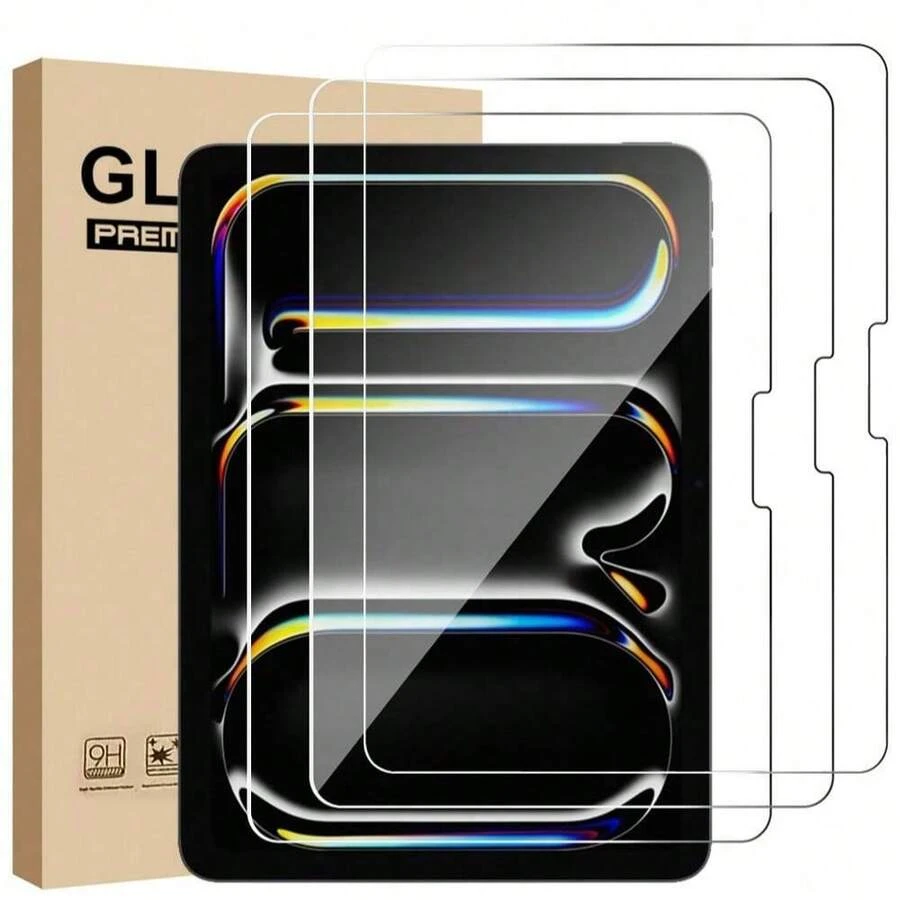 3片装屏幕保护膜,兼容iPad 5/6/7/8/9代(10.2/10.5英寸)、Air 1/2/3/4/5代(10.9英寸)、Mini 1/2/3/4/5/6代、Pro 11代(1/2/3代,9.7英寸)、Pro 12.9英寸(2015-2024-2025款,A16/10代),钢化玻璃膜,适用于iPad系列 - 清晰屏幕保护,日常防护,办公、居家皆宜,iPad屏幕保护膜,iPad配件,防水、防震、防刮、防指纹,全覆盖 - 無色 - 查看 1
