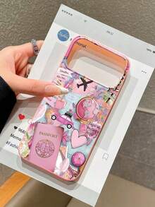 Y2K 旅行拼贴手机壳，护照飞机环球旅行印花粉色手机壳，大孔极简软 TPU 手机壳，适合旅行爱好者/女孩/日常使用/节日礼物。兼容 和 Galaxy 手机壳，兼容 11/13 Pro Max/15/17/17 Pro Max 和 Galaxy S24 Ultra/S26 Ultra，国际版，非国内版。 - 粉色 - 查看 6