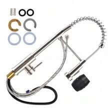 Monobloc Silver Kitchen Sink Mixer Taps With Pull Out Hose Spray Single LeverTap - Silver - View 6