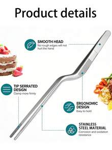 1pc Stainless Steel Kitchen Tweezers, Barbecue Tweezers,Cooking Tweezers,Food Tweezers,Fish Tank Water Grass Clamp, Multifunctional Buffet Clamp, Anti Slip Barbecue Tongs, Salad Clamp, Dessert Clamp, Fruit Clamp, Pet Feeding Clamp, Suitable For Cooking, Plate Arrangement, Barbecue, Salad, Pastry, Pet Feeding, Kitchen Small Tools, Suitable For Bars, Cafes, Restaurants, Home Kitchens, Parties, Birthdays, Suitable As Gifts For Friends, Family, Parents, Neighbors, Baking Enthusiasts - Bạc - Xem 8