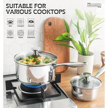 3 Quart Saucepan With Lid, Thick Bottom Sauce Pan Stainless Steel Saucepan With Cover, Nonstick Sauce Pot, Induction Compatible - 3.2Quarts - View 3