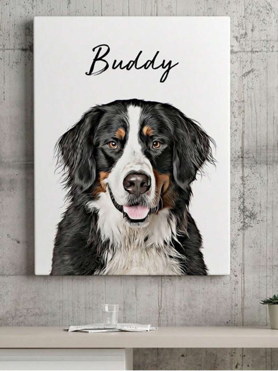 Custom Pet Dog Portrait Photo, Wall Art Poster Or Canvas Print - Multicolor - View 1