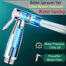 手持式冲洗喷头套装，带三通水龙头分流器的马桶冲洗喷头，浴室冲洗喷头/马桶喷头，配1.5米软管，用于清洁洗手池、浴室角落、马桶，个人卫生浴室配件/浴室工具 - 彩色 - 查看 2