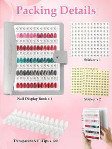 96/144 Colors Magnetic Nail Art Display Book, Detachable Color Cards, High-End Transparent PU Color Card Display Book - 彩色 - 查看 14