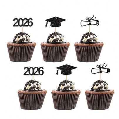 12pcs/Set 2026 Graduation Party Cake Toppers, Dessert Decorative Picks