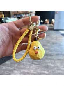 1个卡通木质风格趣味树脂水果系列钥匙扣，创意凸眼西瓜玩偶小礼物 - 彩色 - 查看 6