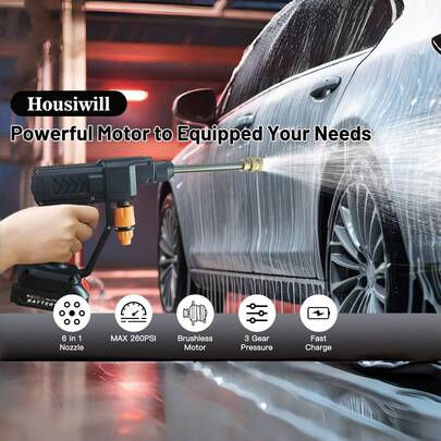 Power Blaster Plus Pressure Washer Cordless Portable Electric High Pressure Water Spray Gun And Hose Car Washer Cleaner Tool For Balconies Windows, Exterior Walls, Floors, Fences, Gardens