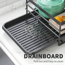 Dish Drying Rack, 3 Tier Large Capacity Drainer Rack With Removable Drip Tray, Stainless Steel Kitchen Dish Drainer With Cutlery Holder - Black - View 6