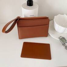 Japanese Style Women's Bifold Short Wallet, Large Capacity Coin Purse, Minimalist Zipper Wristlet Clutch Card Holder - Multicolor - View 2