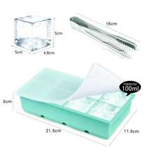 2 Silicone Ice Cube Tray, Easily Release 8 Square Ice Cubes Per Tray, 2" Large , Reusable, Suitable For Fridge, Chocolate, Baby Food, Juice (With Ice Clamps) - Multicolor - View 16
