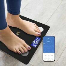 Báscula inteligente para medir la grasa corporal, báscula con Bluetooth, mide 14 parámetros de salud, admite conectividad Bluetooth, realiza un seguimiento del peso y los cambios en la grasa corporal en tiempo real, carga USB con batería de larga duración, conversión entre kilogramos y jin, muestra la temperatura interior. - Negro - Ver 2