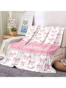 Personalized Pink Bow Anime Theme Flannel Blanket, Custom Name Soft Cozy Throw, Tear Resistant, Machine Washable, Digital Print, Polyester, All Seasons, 280gsm - Ideal For Couch, Bed, Camping & Travel,For Mother's Day,For Birthdays,For Father's Day,For Graduation,For Weddings,For Christmas,For Housewarming Sofa,Bed,Car,Bedroom,Living Room Washable,Lightweight,Breathable,Durable Cozy,Comfortable,Warm,Soft,Simple Custom,Personalized Ideal Gifts For Him,Ideal Gifts For Her - Nhiều màu - Xem 12