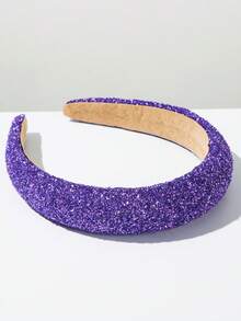 1pc Korean Baroque Style Colorful Crystal Candy Sponge Wide Headband, Suitable For Girls Party Accessories - FG1621-purple - View 2