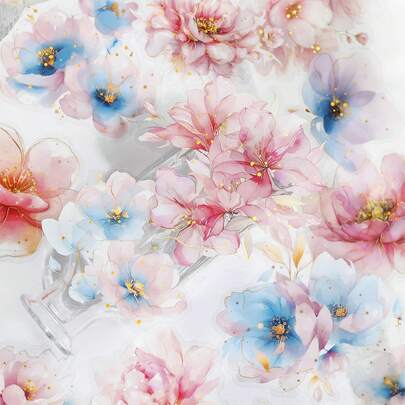 10pcs/Pack Vintage Floral Landscape Collage Stickers, Gold Foil Craft, PET Sticker Pack, Scrapbooking Supplies, Delicate Flowers, Roses, Collage Base Decor, Craft Material, Cute Stickers, Waterproof, Stationery, School Supplies