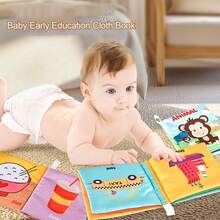 Libro de tela para bebé con temas de dibujos animados interesantes, que incluyen verduras, animales, alimentos submarinos, frutas, transporte, diseño colgante para atraer la atención del bebé - Multicolor - Ver 3