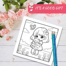 GDTME Chibi Girls Kawaii Coloring Book, Sweet Line Art With Bubble Tea, Cats, Sunflowers And Cupcakes For Kids & Adults. Ideal Gifts For Holidays, Back-To-School And Birthdays, Perfect Cozy Bedroom Decor To Ease Daily Stresse - Girl 5 - View 6
