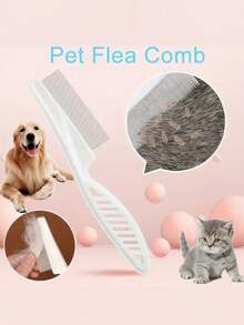 1pc Pet Hair And Tear Stain Remover Brush - Stainless Steel Flea And Hair Removal Brush, Effectively Trims And Gently Removes Matted Hair And Fleas. Suitable For Dogs And Cats. Pet Comb, Pin Brush, Dog Flea Comb, Cat Anti-Static Fine Tooth Comb, Specialized Cat Brush. - Multicolor - View 4