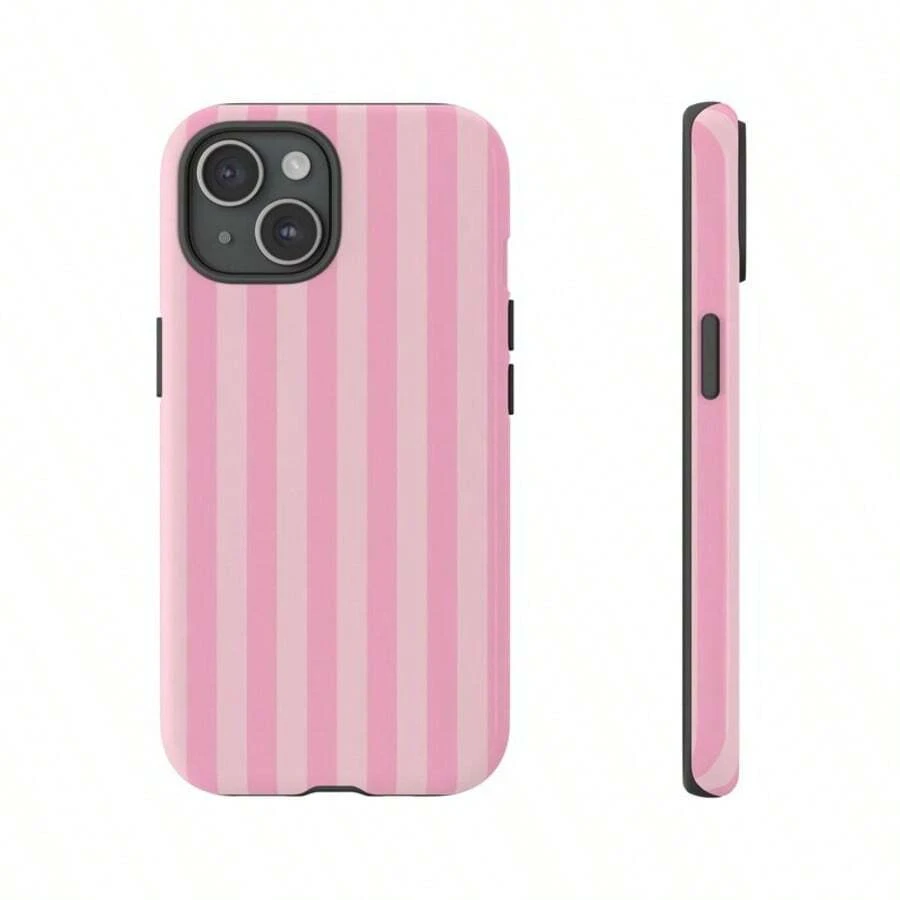 Y2K Style Angel Striped Pink Phone Case Compatible With IPhone 17_16_15_14_13 Pro Max XR _ For Galaxy S26 S25 S24 S23_S22_S21 Ultra, Cute & Minimalist Design - Pink - View 1