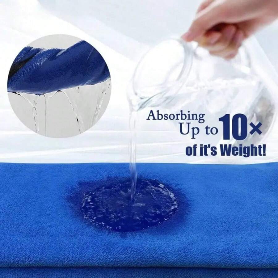 3pcs Car Cleaning Cloths, Soft Material Won't Scratch Car Paint, Strong Water Absorption Dries Quickly, No Water Stains Left After Wiping - 3-piece Blue-gray Car Towel - View 1