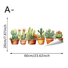 1/3 piezas Pegatina de ventana con diseño de suculentas botánicas, cactus con flores en macetas, resistente al agua, estática, para decoración de oficina y hogar, ventanas, desmontable, antichoque, vinilo decorativo - Pegatina de ventana de cactus - Ver 14