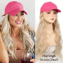 16/20 Inch Baseball Cap Wig, Long Wavy Curly Wig With Adjustable White Cap, Synthetic Golden Wig Hair Extensions Replacement For Women - Multicolor - View 11