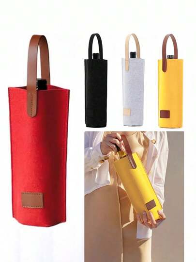 1pc Portable Decorative Champagne Bottle Bag, Single Wine Bottle Gift Bag, Ideal For Outdoor Picnics, Camping, Parties, Christmas And New Year Celebrations
