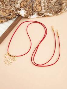 1pc Bohemian Style Sun & Moon Pendant Necklace, Fashion, Elegant, Suitable For Casual, Party, Date, Women's Holiday, Versatile Jewelry Gift - Necklace - View 7