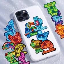 50Pcs Neon Animal Alphabet Stickers - Neon Decals With Animal Names, Educational Waterproof Stickers For Teens' Laptop, Water Bottle & School Supplies - Multicolor - View 5