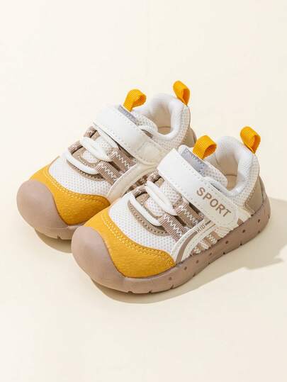 1双儿童/幼儿时尚可爱软底运动鞋，春秋季新款PU魔术贴户外学校跑步休闲鞋，婴儿学步鞋，返校推荐