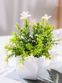 1pc Artificial Potted Plant With Flowers, Suitable For Indoor Decor, Spring Decor, Farmhouse Tabletop, Wedding Decoration, Greenery Planter, Ideal Gift For Valentine's Day & Mother's Day, Suitable For Centerpiece, Holiday Party, Garden, Living Room Home Decor - Multicolor - View 13