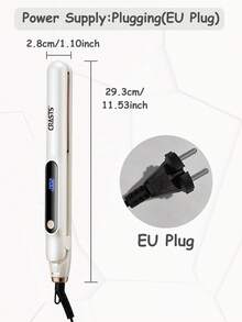 CRASTS 带显示屏的直发器，不伤发，直发卷发两用，温度可调，可卷刘海，美发造型工具 - 白色 - 查看 4