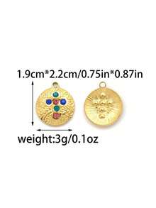 1pc/Pack Stainless Steel Rhinestone Cross Shaped Accessory, Design - Gold - View 8