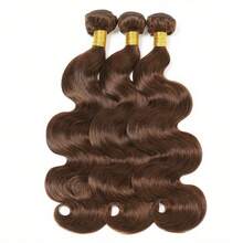 4# Moño de cabello ondulado marrón oscuro, moño de cabello marrón chocolate, 1/3 cabello humano, 4# moño de cabello ondulado, extensiones de cabello - S4 - Ver 28