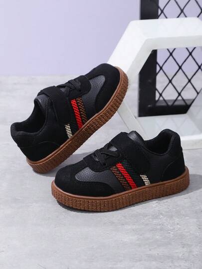 1 par nya moderiktiga barnsportskor, lämpliga för vår och höst, spädbarn med mjuk botten, casual klassiska skateskor, pojkar och flickor campusstil, mönstrade sportskor