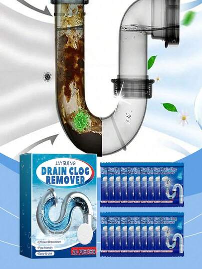 JAYSUING Pipe Cleaning Tablets - Effectively Clean Kitchen And Bathroom Drain Pipes, Dissolve Grease, Hair Clogs And Odors. Quickly Reacts With Water To Generate Rich Foam, Penetrates Deep Into Pipes To Break Down Stubborn Blockages. Added Deodorizing Ingredients Effectively Eliminate Drain Odors, Keeping The Kitchen And Bathroom Air Fresh And Pleasant. Suitable For Dishwashers, Detergents, And Washing Machines.