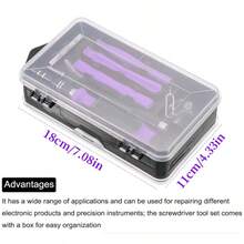 115-In-1 Precision Screwdriver Set, Electronics Repair Tool Kit Micro Magnetic Bit With Flexible Shaft For Phone, Computer, Watch, Console, Doorbell, Electronic, Tools Gift - Purple - View 5