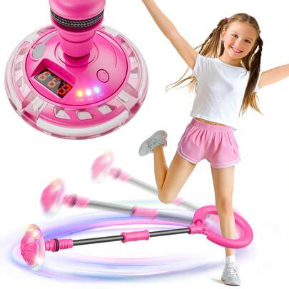 Pink Ankle Skip Ball For Girls,Foldable Skip It Toy Indoor & Outdoor,Sports Fitness Toys For 7 8 9 10 Years Old Kids