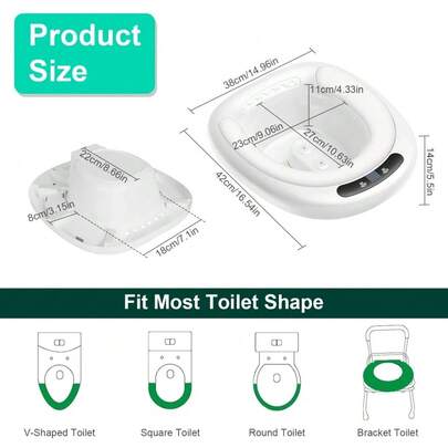 Rechargeable Electric Sitz Bath - Postpartum Hemorrhoid Relief, Dual Nozzles, 3 Water Flow Adjustments, LED Temperature Display, Compatible With Most Toilets, Wireless And Portable, For Postpartum Care, An/Al Fissure Treatment, And Daily Cleaning, PVC Seat Cushion Filled With Sponge